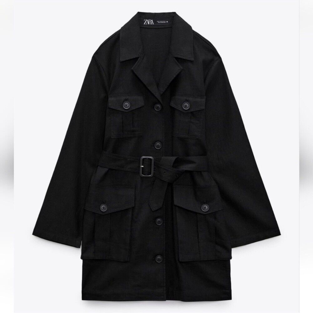 Zara Linen Belted Trench Coat